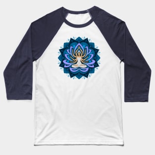 Blue Mandala Woman with Lotus Arms Baseball T-Shirt
